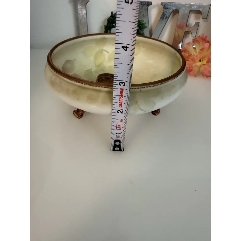 Vintage Nippon Morimura 3 Footed Bowl Browns Hand Painted 3D Walnut Japan‎ 5.5